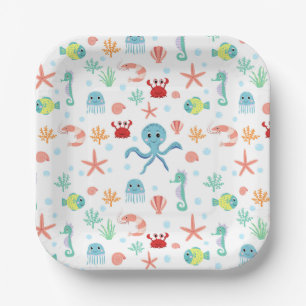 Zee Wereldpatroon Papieren Bordje