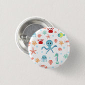 Zee Wereldpatroon Ronde Button 3,2 Cm (Voorkant /achterkant)