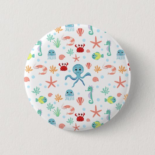 Zee Wereldpatroon Ronde Button 5,7 Cm (Voorkant)