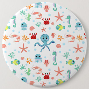 Zee Wereldpatroon Ronde Button 6,0 Cm