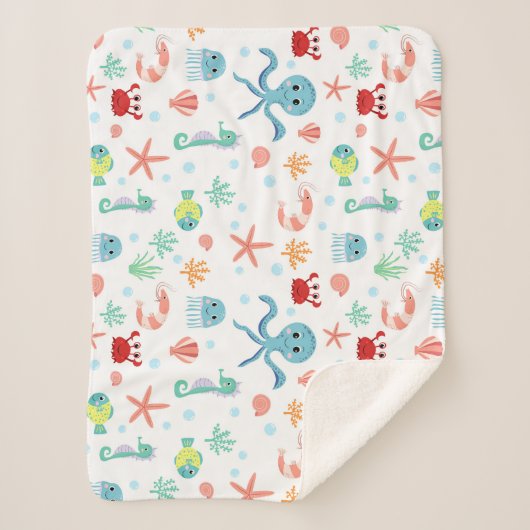 Zee Wereldpatroon Sherpa Deken (Voorkant)