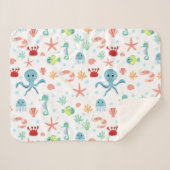 Zee Wereldpatroon Sherpa Deken (Voorkant (horizontaal))