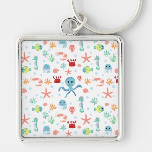 Zee Wereldpatroon Sleutelhanger (Voorkant)