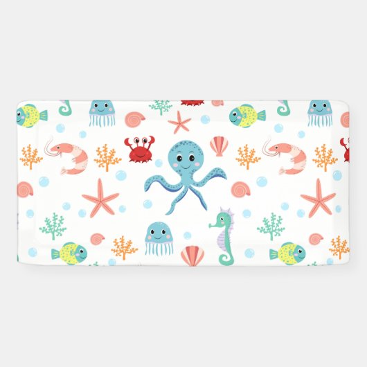 Zee Wereldpatroon Spandoek (Horizontaal)