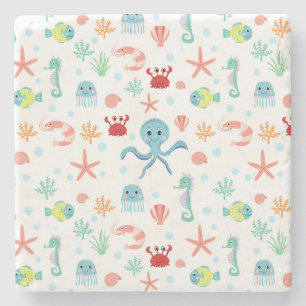 Zee Wereldpatroon Stenen Onderzetter