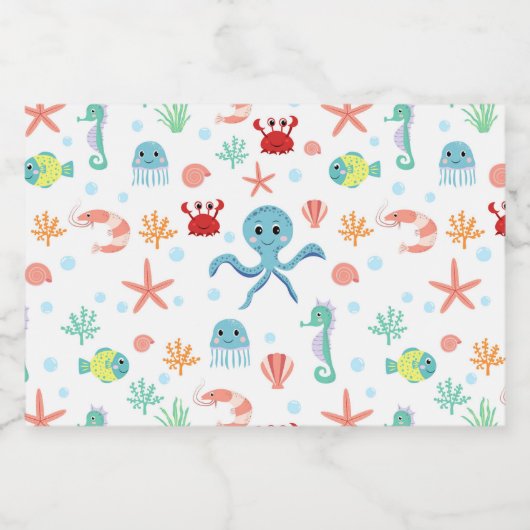 Zee Wereldpatroon Voedselcontainer Etiket (Enkel label)