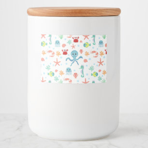 Zee Wereldpatroon Voedselcontainer Etiket