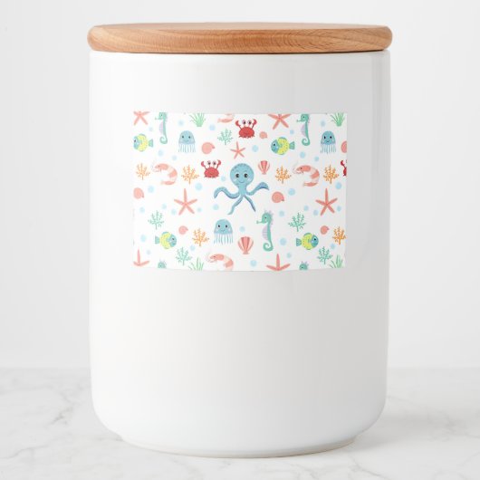 Zee Wereldpatroon Voedselcontainer Etiket (Voorkant)