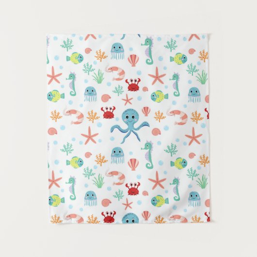 Zee Wereldpatroon Wandkleed (Voorkant)