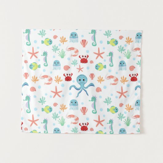 Zee Wereldpatroon Wandkleed (Voorkant (horizontaal))