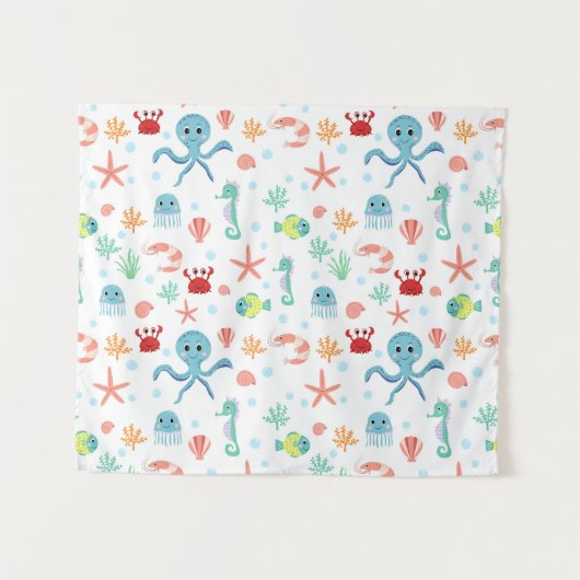 Zee Wereldpatroon Wandkleed (Voorkant (horizontaal))