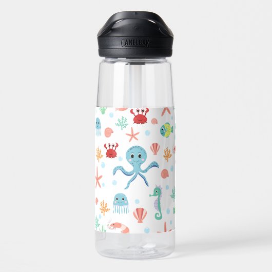 Zee Wereldpatroon Waterfles (Achterkant)