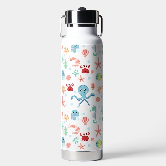 Zee Wereldpatroon Waterfles (Voorkant)