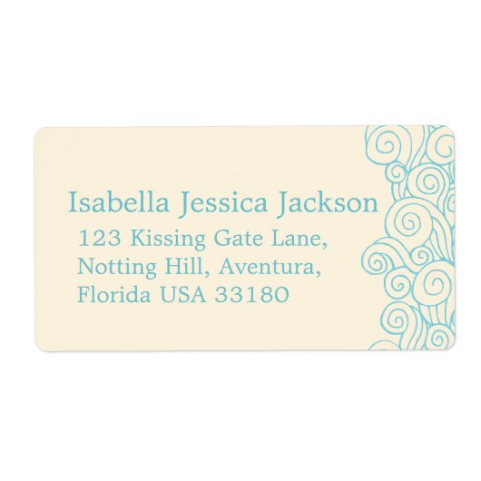 Zee wervelcrème grote bruiloft retour antwoord lab etiket (Voorkant)