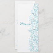 Zee wervelt strand blauw wit bruiloft menu (Voorkant / Achterkant)