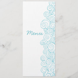 Zee wervelt strand blauw wit bruiloft menu