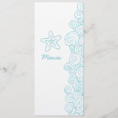 Zee Wervelt Zeester Blauw Wit Trouwdiner Menu (Voorkant)