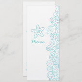 Zee Wervelt Zeester Blauw Wit Trouwdiner Menu (Voorkant / Achterkant)