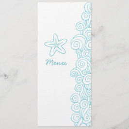 Zee Wervelt Zeester Blauw Wit Trouwdiner Menu