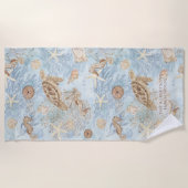 Zee Whispers Schildpad Zeepaardje Starfish geperso Strandlaken (Voorkant)