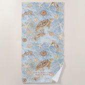 Zee Whispers Schildpad Zeepaardje Starfish geperso Strandlaken (Voorkant)