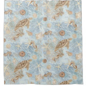 Zee Whispers Schildpad Zeepaardje Zeesterren Water Douchegordijn (Voorkant)