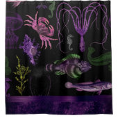 Zee Witch Chic | Paarse en Zwarte Gothische Oceaan Douchegordijn (Voorkant)