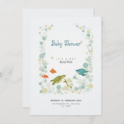 Zee World Baby shower Uitnodiging Kaart (Voorkant / Achterkant)