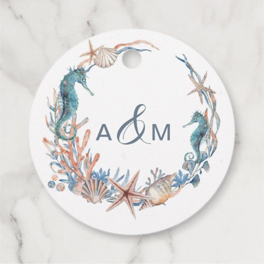 Zee Wreath | Beach Seahorse Shells Dankuwel Bedankjes Labels (Achterkant)