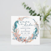Zee Wreath | Waterverf Beach Weddenschap Save The Date (Staand voorkant)