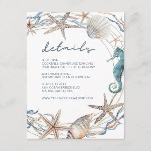 Zee Wreatsstarfish Shell Seahorse Wedding Details Informatiekaartje