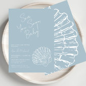 Zee You Soon Blue Scallop Shell Boy Baby shower Kaart