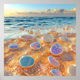 Zee ​​zand en kiezels poster