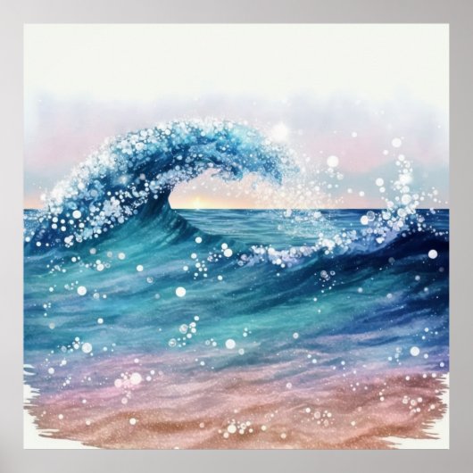*~* Zee Zand Glitter AP60 Kustoceaan Beach Wave Poster (Voorkant)