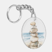 Zee Zand Rotsen Sereniteit Strand Droom Sleutelhanger (Voorkant Links)