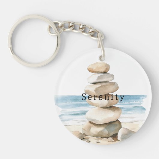 Zee Zand Rotsen Sereniteit Strand Droom Sleutelhanger (Voorkant)