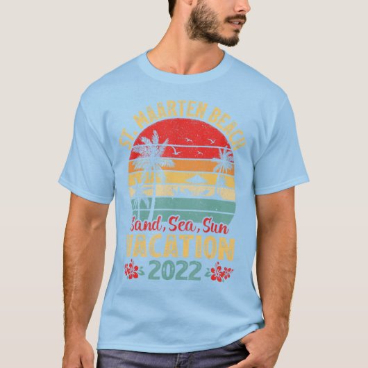 Zee Zand Sun Vacation 2022 St. Maarten Bea T-shirt (Voorkant)