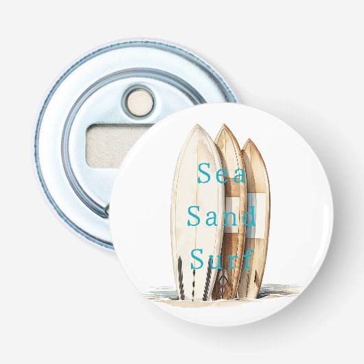 Zee Zand Surf Strand Surfplanken Button Flesopener (Voorkant)