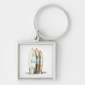 Zee Zand Surf Strand Surfplanken Sleutelhanger (Voorkant)
