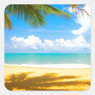 zee zandpalmen - strand vierkante sticker