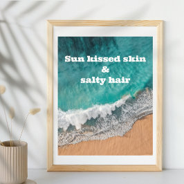 Zee zandstrand blauw wit zon zomercitaat poster