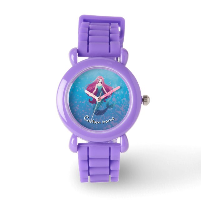  Zee Zeemeermin Gepersonaliseerd Horloge voor Meis (Voorkant)