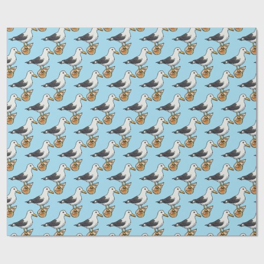 zee zeemeeuw op een zeeschip cadeaupapier (Vlak)