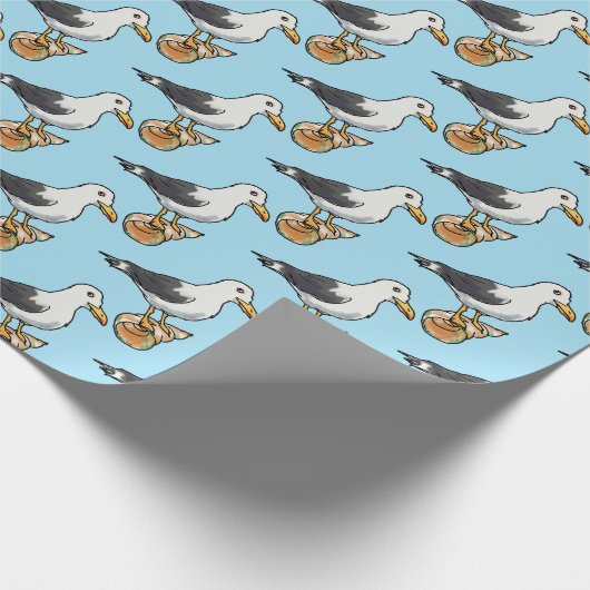 zee zeemeeuw op een zeeschip cadeaupapier (Hoek)