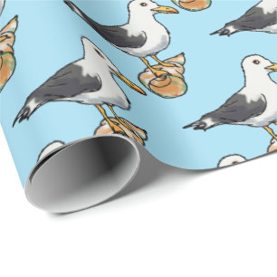 zee zeemeeuw op een zeeschip cadeaupapier