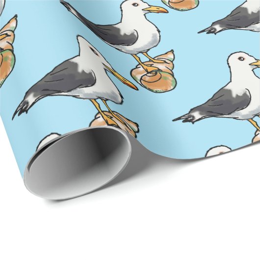 zee zeemeeuw op een zeeschip cadeaupapier (Rol Hoek)