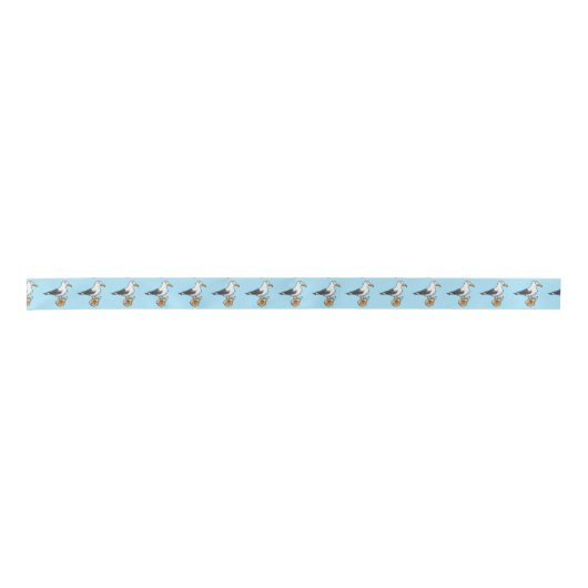 zee zeemeeuw op een zeeschip satijnen lint (Voorkant)