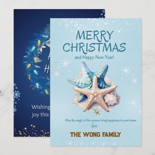 Zee Zeester Kerst Kaarten (Voorkant / Achterkant)