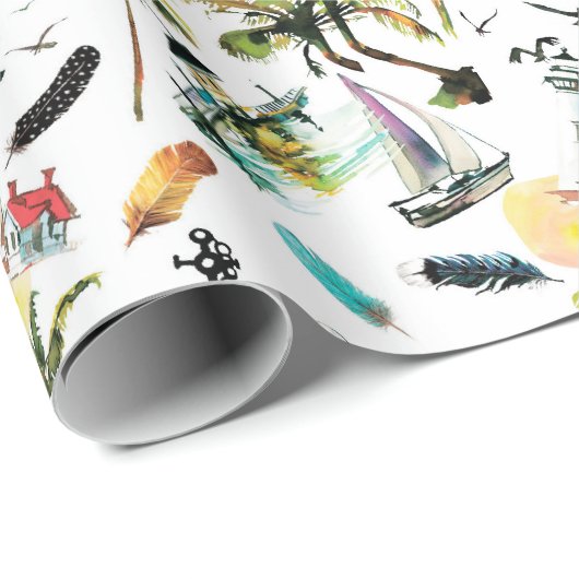 Zee zomerpakpapier cadeaupapier (Rol Hoek)