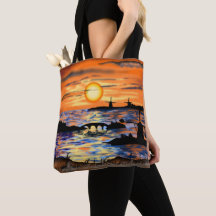 Zee Zonneweideliggend Canvas tas Landschap